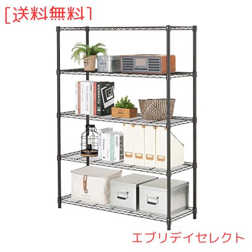 ノワール ラック 5段 幅110 奥行40 キャスター付き スチールラック 黒 Amazon｜ドウシシャ ルミナス ノワール ラック 5段 幅110 奥行40