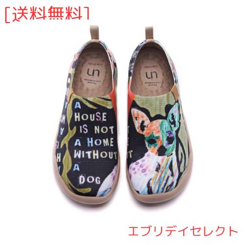 [UIN] 犬アート ニット シューズ レディース ローファー スリッポン ファッション 超軽量 旅靴 シューズ カジュアルシューズ カップル靴