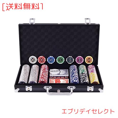BestBuy ポーカーチップ ポーカーセット チップセット 300枚 数字入り トランプ付き カジノゲーム カジノセット ブラックケースの通販は 6,002円