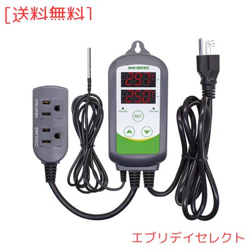 Inkbird 温度コントローラー サーモスタット 温度制御 暖房冷却 2ステージアウトレット デジタル温度コントローラー 温度スイッチ サーモ