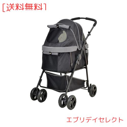 ジェックス わんわんカート 多頭用DXplus 広々バスケット 最大4頭まで対応ペット用カート 千鳥柄ブラック 犬用