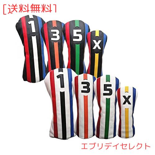 Sunbro Golf カラフル コルフヘッドカバードライバー/ウッド/ユーティリティ適用 めっちゃ目立つ 高級PU革 防水仕様 4個セット(DR*FW*FW*の通販は