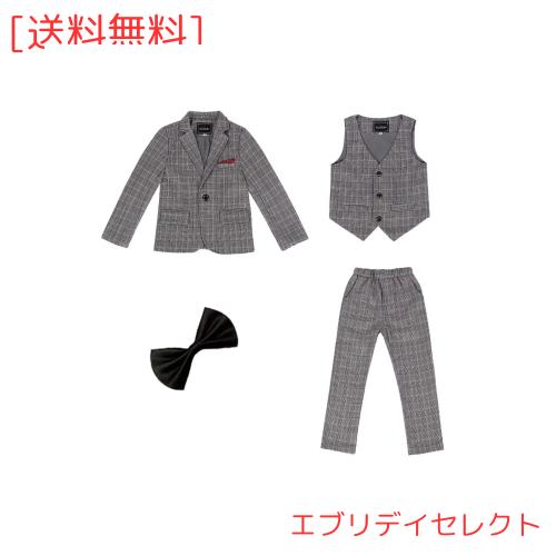 [WEEN CHARM] 男の子 フォーマルスーツ 子供 スーツ ボーイズ チエック柄 キッズ 千鳥柄 4点セット 発表会 七五三 結婚式 かっこいい 入