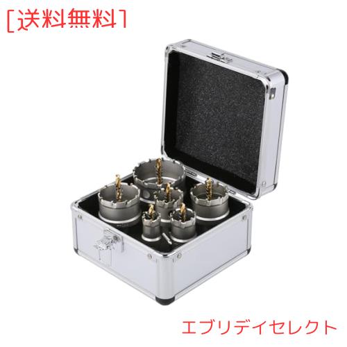 Vearter 6本組 22-65mm TCT ホールソーキット 超硬ホールソーセット 電動工具ドリル ステンレス鋼 硬質金属 鉄 軟鋼 アルミニウム 合金