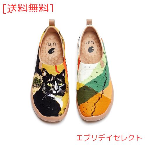 UIN 犬アート ニット シューズ レディース ローファー スリッポン