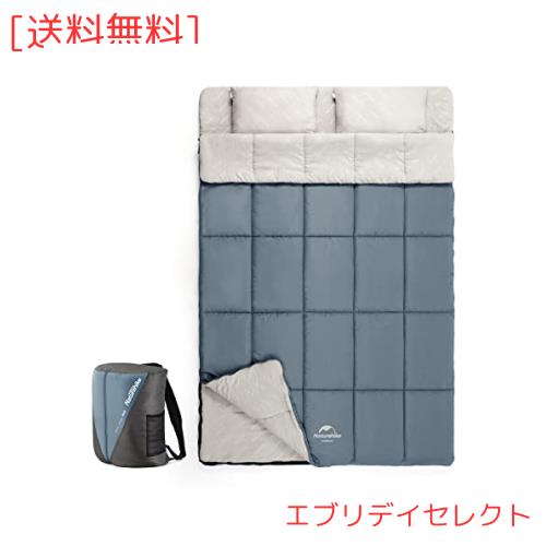 Naturehike公式ショップ 寝袋 シュラフ 封筒型 枕2つ付き 2人用 連結解体可能 最低使用温度5℃ 保温 軽量 コンパクト 収納バッグ付き ア