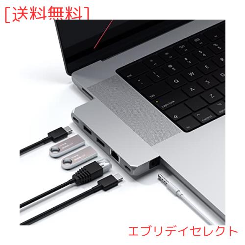 Satechi USB-C Proハブ ミニ 6-in-2 (シルバー) USB4 USB-A/Cデータ イーサネット 音声ジャック (MacBookPro Air M1 M2対応)