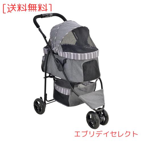 ジェックス わんわん手押し車 かっこ良いハンデ Safty 縞模様薄墨色 49×81.5×95？ 3輪 耐荷重12？ 小回り能力のある