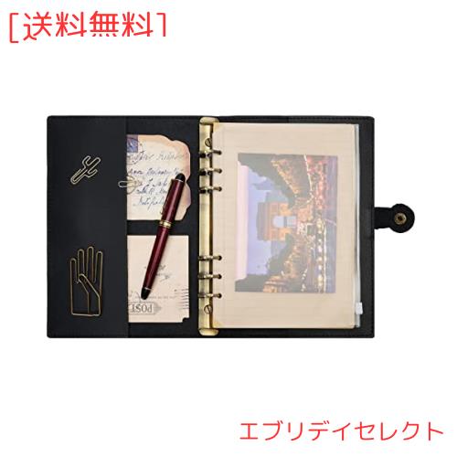 ROTERDON システム手帳 本革 ノートA5 サイズ スタンダード カバー レザー 手縫い 手作り オリジナル 3色 ノート メモ帳 カード収納 ビジ