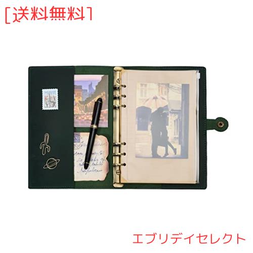 ROTERDON システム手帳 本革 ノートA5 サイズ スタンダード カバー レザー 手縫い 手作り オリジナル 3色 ノート メモ帳 カード収納 ビジ