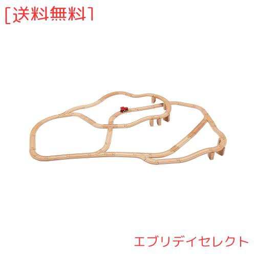Amazonベーシック おもちゃ 電車鉄道建設キット 木製 65ピース ウッドカラー