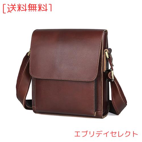[Ariga] ショルダーバッグ メンズ 本革 牛革 メッセンジャーバッグ 斜め掛けバッグ カジュアル 男性用 人気 鞄 通勤 自転車 レザー 栗色