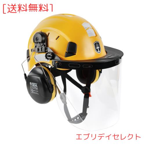 GREEN DEVIL チェーンソー保護ヘルメットフォレスト保護ヘルメット安全ヘルメット耳栓と顔面保護バイザー付き3 in1ヘルメットセット耐衝