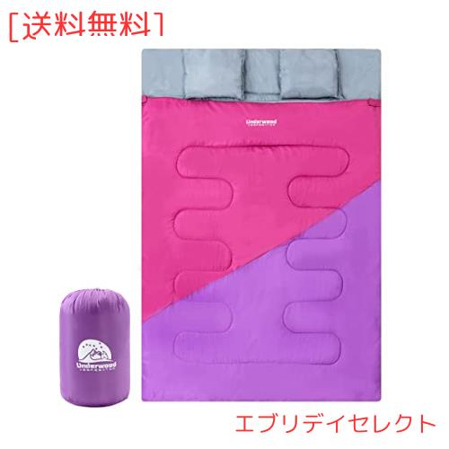 UnderwoodAggregator 二人用寝袋 冬用 夏用 封筒型シュラフ - コンパクト キャンプ 寝袋 2人用 軽量 保温 防水スリーピングバッグ 連結解