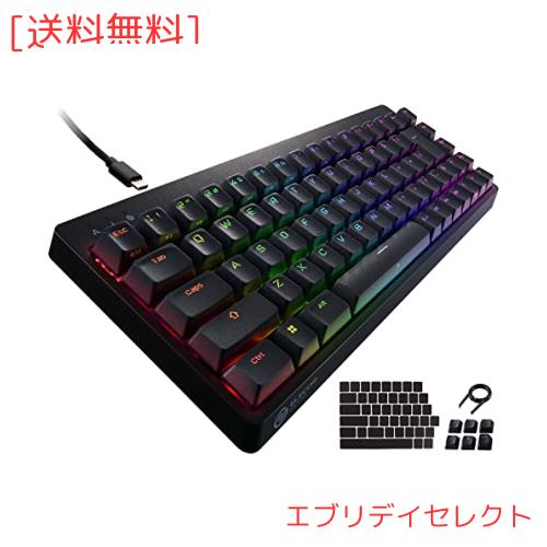 エレコム ゲーミングキーボード V-custom VK300T 有線 RGB テンキーレス 65%サイズ メカニカル ネオクラッチキーキャップ 茶軸 タクタイ