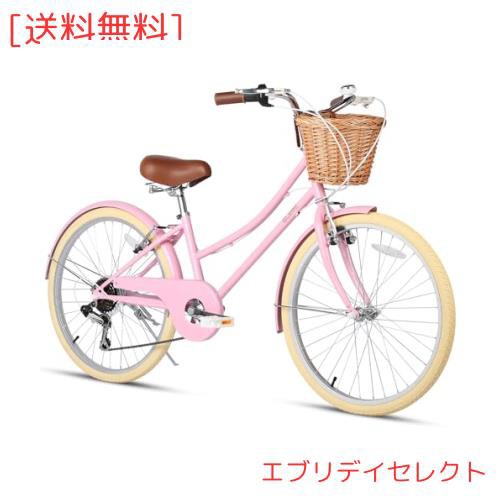 Glerc 女の子自転車 可愛い小中学生自転車 シティーサイクル ママチャリ レトロ おしゃれ 手編み藤カゴ付き SHIMANOシマノ6段変速  リアギの通販はau PAY マーケット - エブリデイセレクト | au PAY マーケット－通販サイト