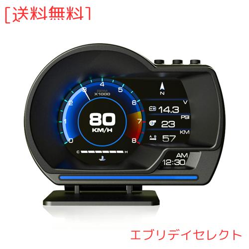 GIGC 車ヘッドアップディスプレイ、スピードメーター、タコメーター、GPS+OBD2モード マルチメーター、障害診断、警告機能付き（日本語版