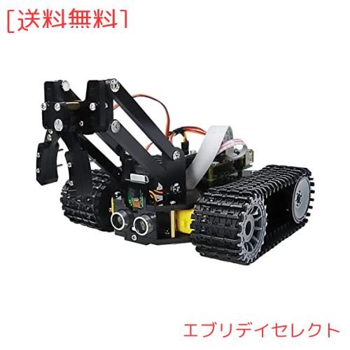 Freenove Raspberry Pi 4 B 3 B+ B A+用タンクロボットキット 、クローラー シャーシ、グラブ オブジェクト、ボール トレーシング、ライ