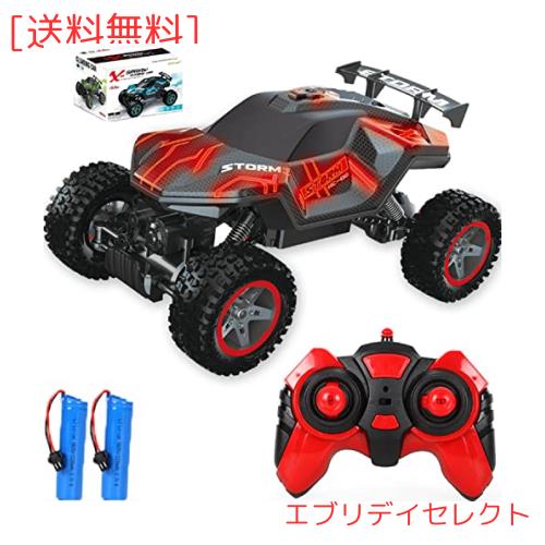 ラジコンカー こども向け オフロード スタントカー RCカー 操作時間70分 4WD 四輪駆動 1/16 五つライトモード 水スプレー USB充電式 LED
