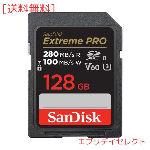 SanDisk 128GB Extreme PRO SDXCカード、SDカード、V60メモリーカード、6K ＆ 4K UHD、最大280MB/秒、衝撃、温度、水、X線防止、RescuePro