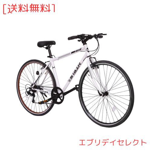 クロスバイク 自転車 700x25c シマノ製6段変速 超軽量高炭素鋼フレーム カラーリム 初心者 フラットハンドル 前後Vブレーキ 通勤 通学 (