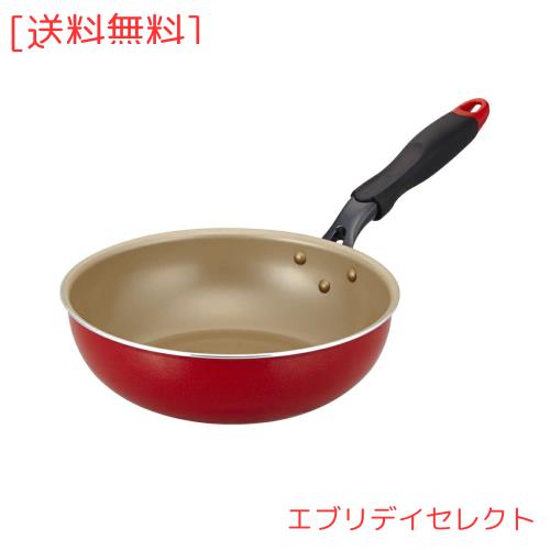 エバークック 炒め鍋 深型 24？ オール熱源対応(IH対応) 【500日保証】 こげつきにくいフライパン PFOA フリー レッド ドウシシャ 6,266円