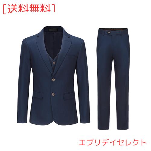 [YFFUSHI] スーツ メンズ 3点セット ジャケット スラックス ベストチェック ビジネス カラバリ豊富