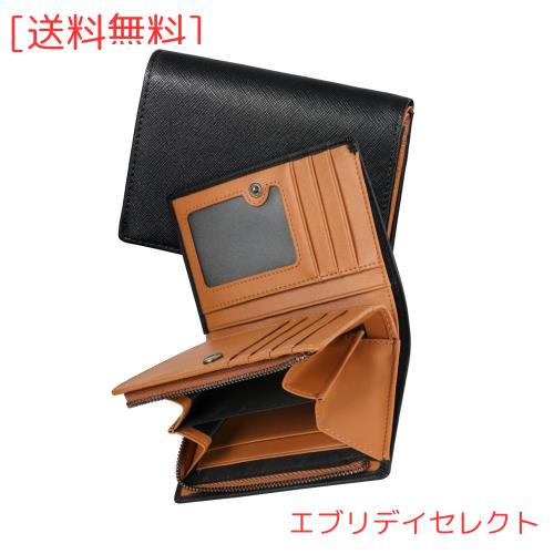 [ジー エス ジー] 2つ折り財布 メンズ カーボンレザー 人気 ブランド レザー 二つ折りサイフ 大容量 ふたつおり さいふ カードケース フ