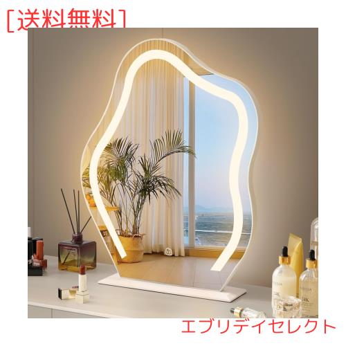 FENCHILIN 女優ミラー 鏡 卓上 壁掛け 2WAY ライト付き 化粧鏡 ハリウッドミラー 女優鏡 卓上鏡 壁掛けミラー led ミラー 三色照明モード