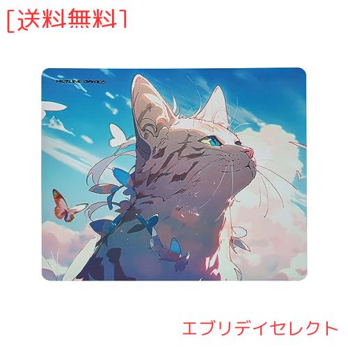 Hotline Games 流光 ゲーミングマウスパッド カラーアイス ガラス繊維 マウスパッド 防水 低摩擦 超高速滑り 猫 [ 450mm x 400mm x 3mm ]