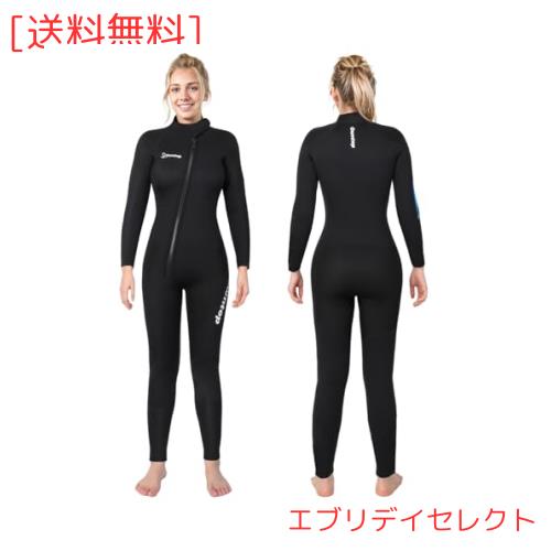 Owntop レディース ウェットスーツ 5mmネオプレン フルスーツ - ストレッチ UVカット ダイビング スーツ フロントジッパー 保温 ワンピーの通販は