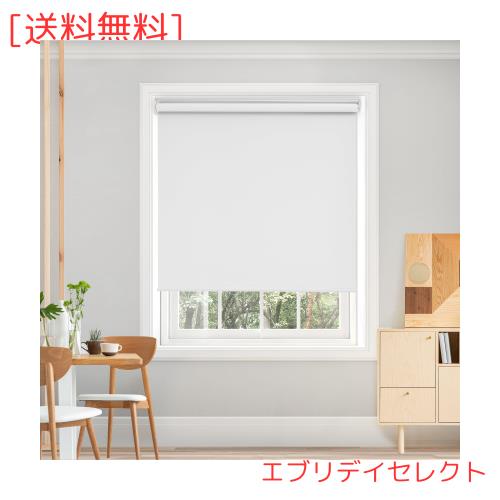 Deconovo プルコード式 ロールスクリーン 幅120丈135cm ホワイト ロールカーテン 1級遮光 100%遮光 保温 断熱 遮熱 防音 防寒 UVカット