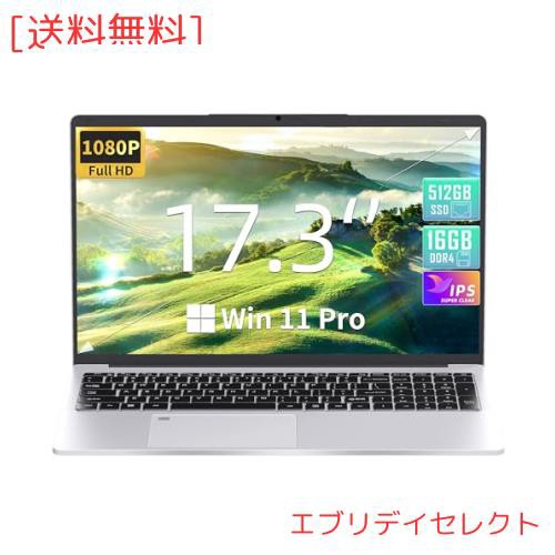 17.3 インチ 1080P IPS 大画面ノートパソコン 【Win 11 Pro/MS Office 2019搭載】11世代インテル celeron N5095 2.0~2.8Ghz/DDR4L 16GB/