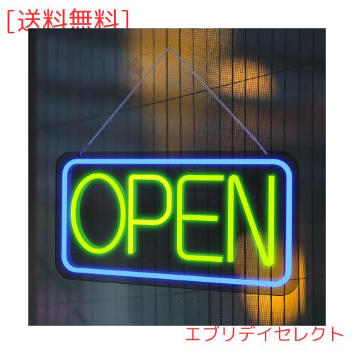 OPEN看板 LED OPEN SIGN 喫茶店 レストラン BAR バー 居酒屋 インテリアショップ用 H230mm x W400mm (Green & Blue) 5,355円