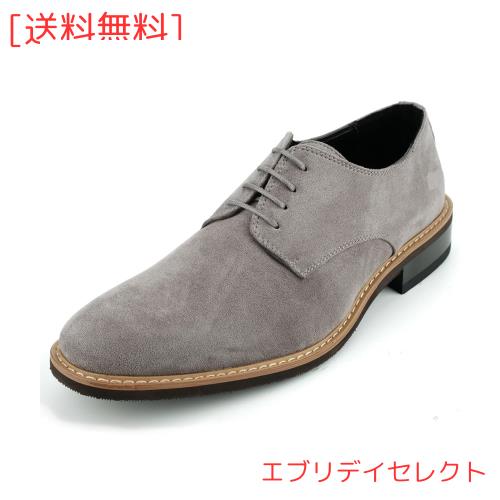 [KIXSTAR] スラックスに合う靴 カジュアルシューズ メンズ スエード レースアップ ビジネス デッキシューズ 通勤用 軽量 グレー 25.0cm