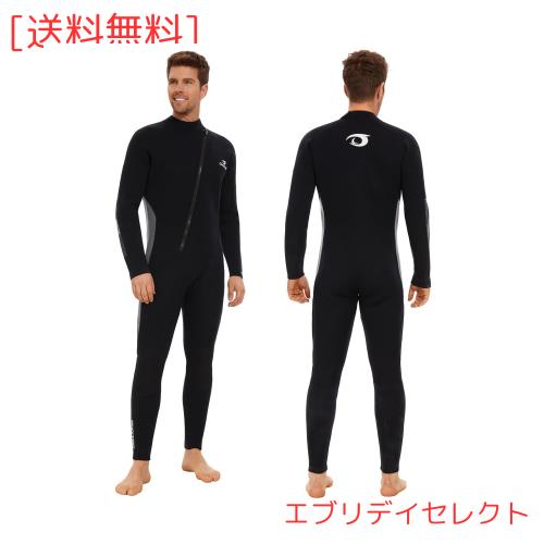 Owntop メンズ ウェットスーツ 5mmネオプレン フルスーツ - ストレッチ UVカット ダイビング スーツ フロントジッパー 保温 ワンピース