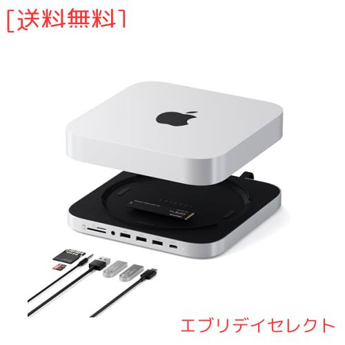 Satechi USB-C スタンドハブ NVMe/SATA SSDスロット (M1 Mac Mini対応) USB-Cデータポート(10Gbps), Micro/SDカードスロット, USB-A(10/5