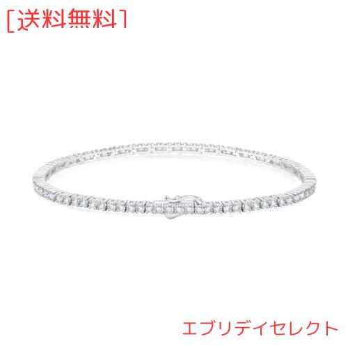 KRKC＆CO 2mm テニスブレスレット レディース ブレスレット S925シルバー ジルコニア ホワイトゴールドメッキ CZダイヤ 腕輪 メンズ ブレの通販は