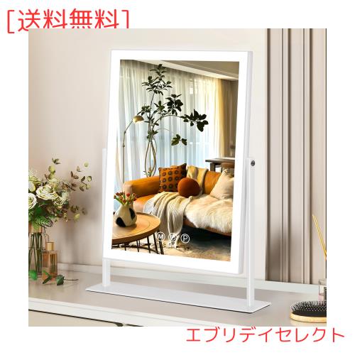 Hansong 女優ミラー 鏡 卓上 ハリウッドミラー ライト付き 化粧鏡 三色照明モード 無段階調光 10倍拡大鏡付き 360度回転 LED ライトスト