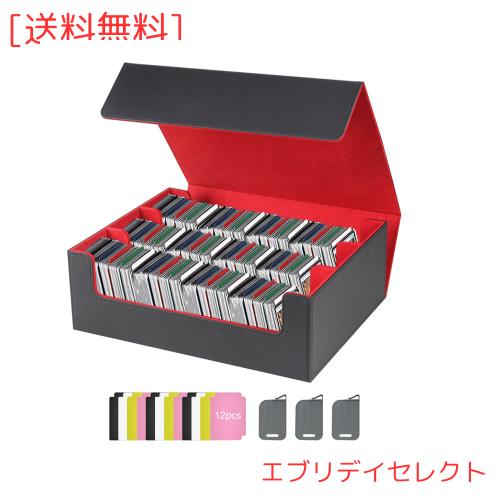 HG CHASING TRIBE デッキケース トレカケース PU レザー カード2400枚収納 大容量 スリーブ対応 トレーディングカードケース (黒、赤, 24