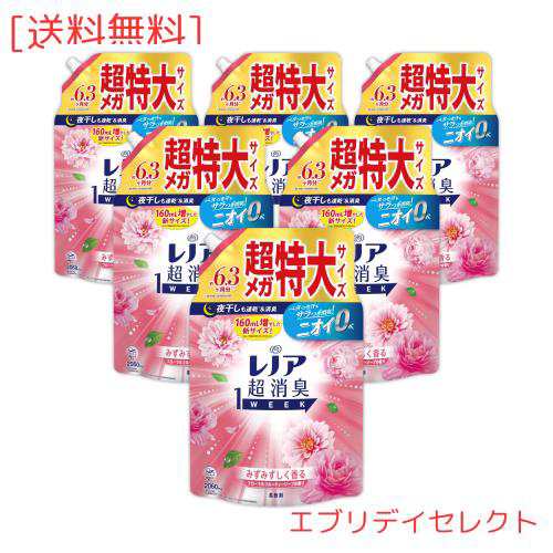 レノア 超消臭1WEEK 柔軟剤 フローラルフルーティーソープ 詰め替え 2,060mL×6袋 [大容量] [ケース品]