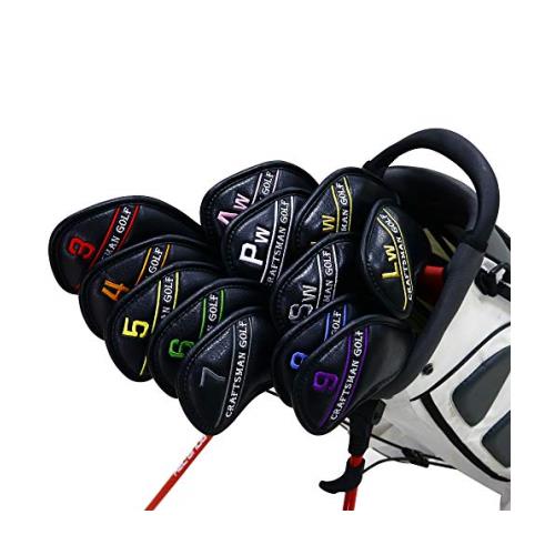 CRAFTSMAN(クラフトマン) ゴルフアイアンカバー ウェッジカバー ヘッドカバー カラフル数字 12個入り(3〜9、Pw、Aw、Sw、Lw*2) 合成皮革 の通販は