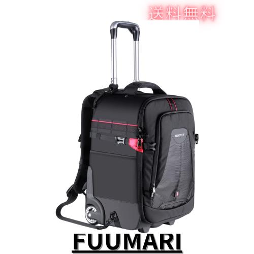 Neewer 2-in-1ローリングカメラバックパック 耐衝撃コンパートメント/隠しプルバー 耐久防水 カメラ、三脚、レンズ、ラップトップに対応(