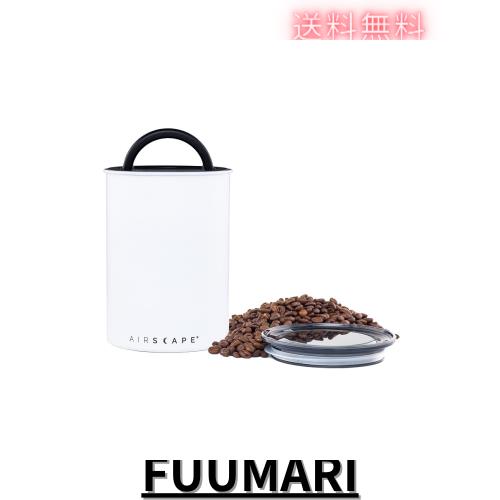 Airscapeステンレススチール製コーヒーキャニスター | 食料品収納容器 | 特許取得済み密封蓋 | 空気を外に押し出し食料品の鮮度を保つ(ミ