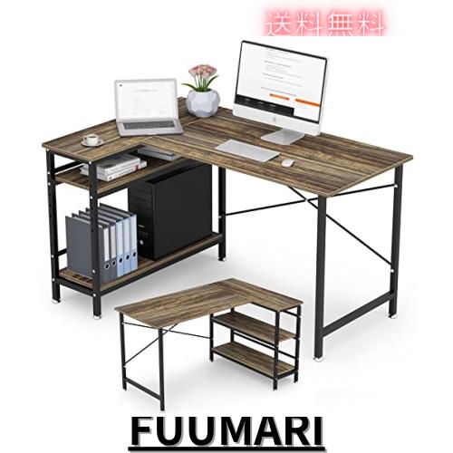 DEWEL パソコンデスク L字型 幅130cm コーナーデスク 左右入替え 収納ラック付き モニターアーム対応 総耐荷重140kg 在宅勤務 ゲーミングの通販は 14,914円