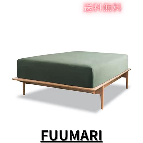 ボックスシーツ ワイドキング 200x200x30cm オーガニックコットン 洗いざらしの綿100% ベッドシーツ BOXシーツ 防ダニ オリーブグリーン