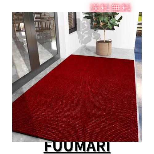 玄関マット キッチンマット屋外 室内 滑り止め 業務用 無地 大判 マット シンプル 泥落とし 足ふきマット（レッド90*500）