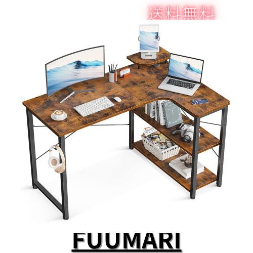 ODK パソコンデスク l字デスク 幅110 ゲーミングデスク pcデスク デスク 机 コーナーデスク L字型 ラック付きデスク 収納 オフィスデスクの通販は 11,428円