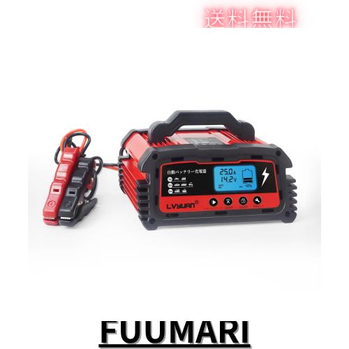 LVYUAN【正規品 】 自動パルスバッテリー充電器 定格20A 12V/24V対応 維持充電 緊急時 全自動 スマートチャージャー バッテリー診断機能 16,147円