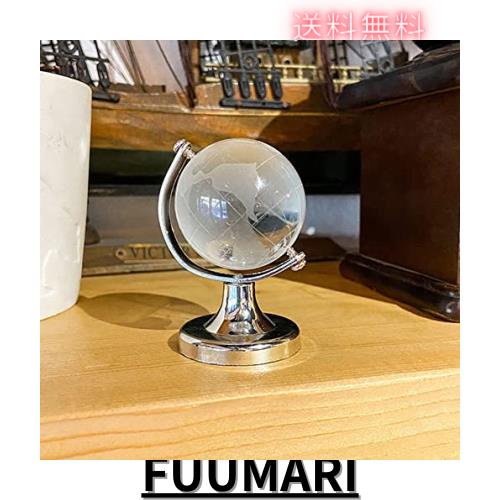 360°回転ミニ地球儀 ガラス 置き物 水晶 飾り物 クリア 工芸品 地球儀